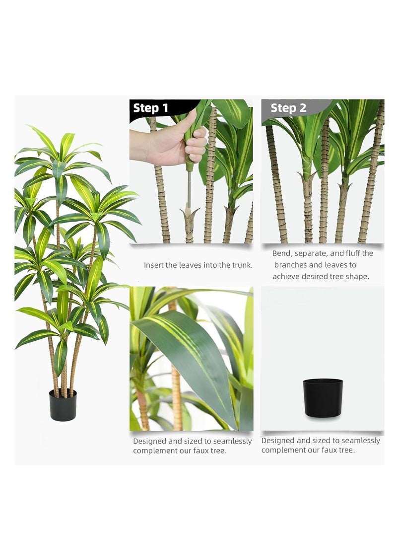 Rightsure Artificial Plant, Artificial Brazilwood Tree, Artificial Tree with Lifelike Leaves And Pole, Perfect Lifelike Artificial Tropical Tree in Pot for Home Office Living Room Indoor Decor (180cm) - Image 3